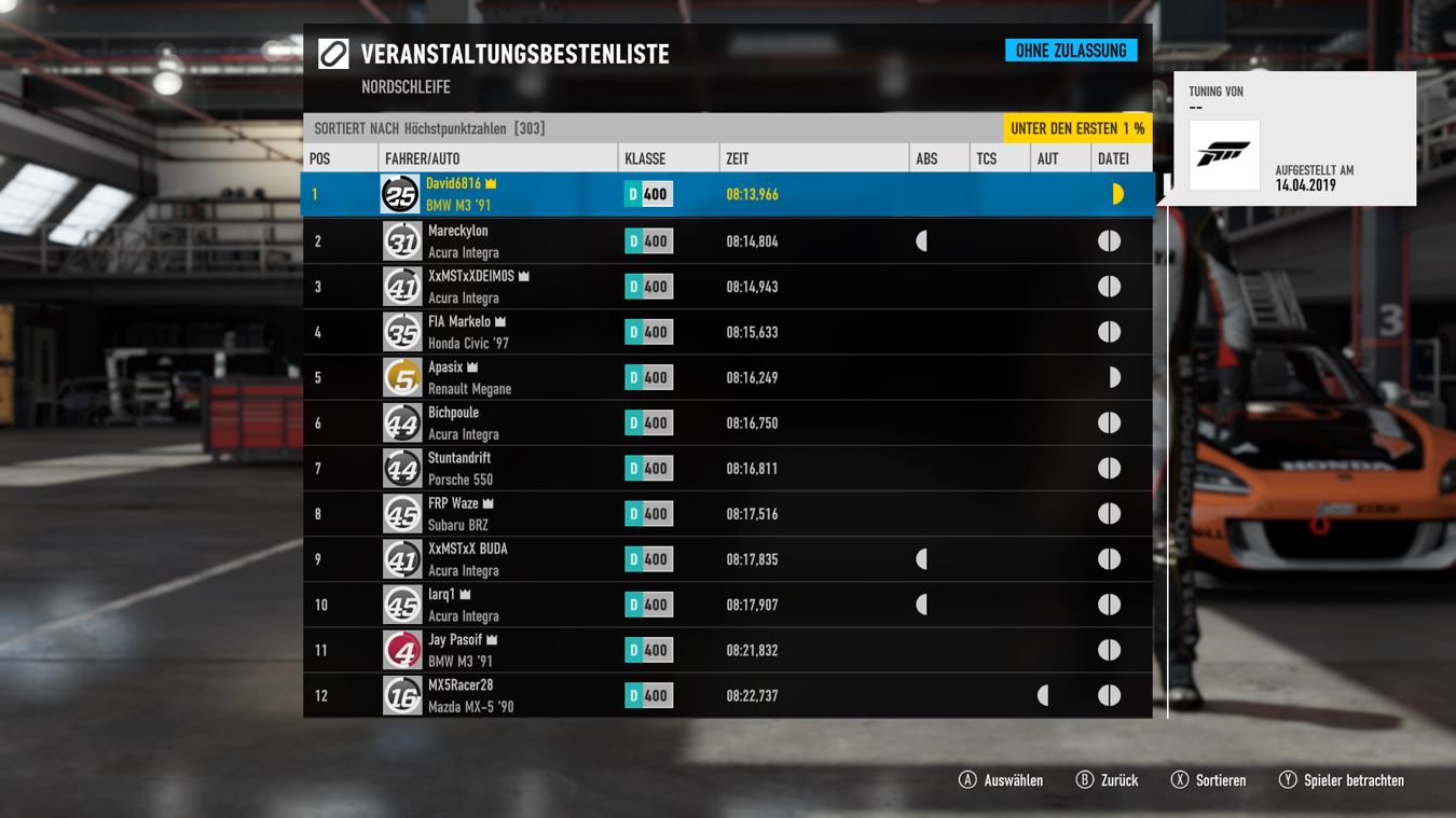 Hall of Fame QuickTune Professional Tuning Calculator for Forza